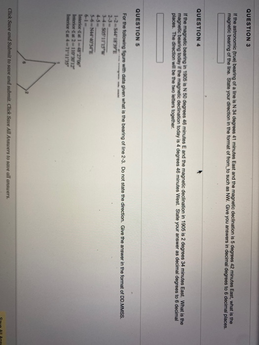 Solved QUESTION 3 If the astronomic (true) bearing of a line