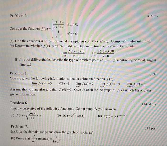 Solved If X 0 Problem 4 3 4 Pts X 2 Consider The Fu Chegg Com