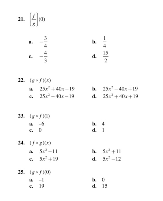 Solved Given F X 5x 4 And G X X² 3 Find Each Of The