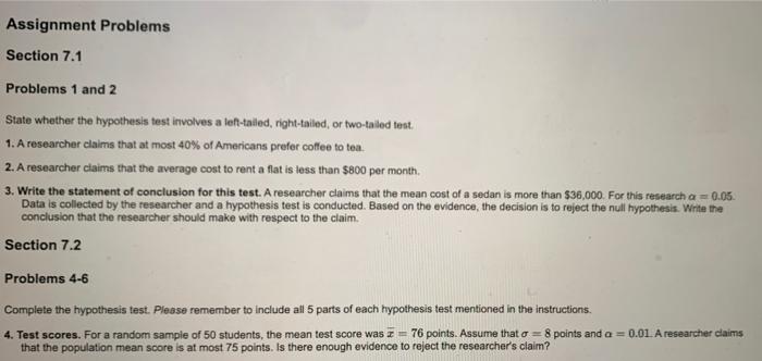 Solved Assignment Problems Section 7.1 Problems 1 and 2 | Chegg.com