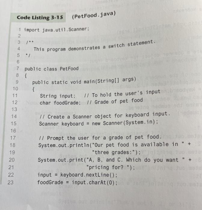 Solved Code Listing 3-15 (PetFood.java) 1 import | Chegg.com