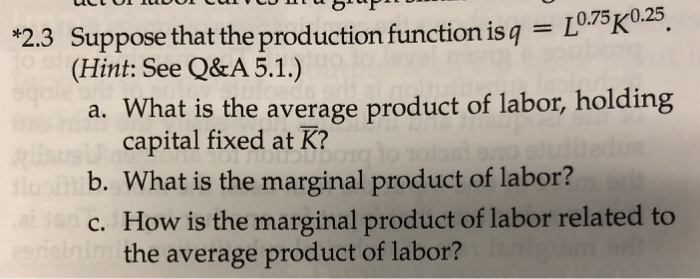 Solved Suppose that the production function is q = | Chegg.com