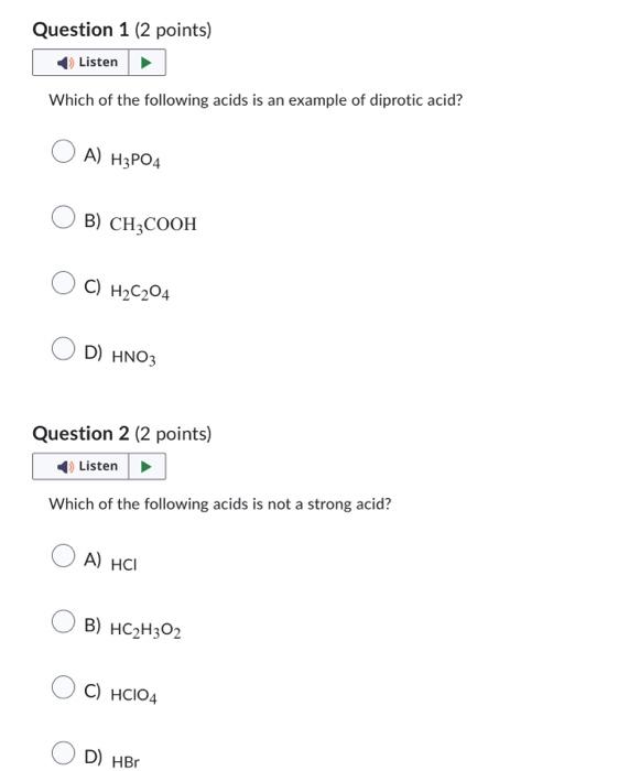 Solved Which of the following acids is an example of | Chegg.com