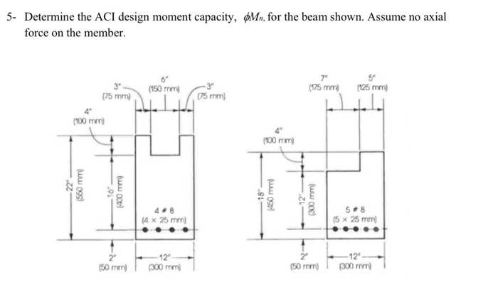 Solved 5- Determine the ACI design moment capacity, $Mn, for | Chegg.com