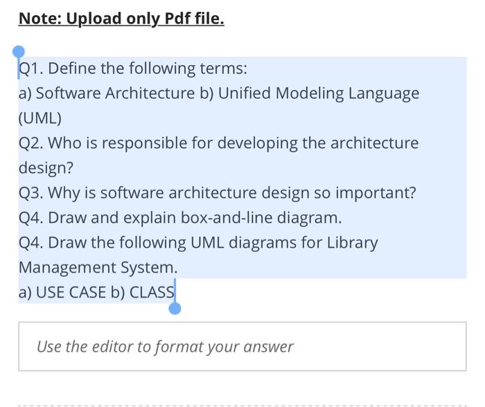 Solved Note Upload Only Pdf File Q1 Define The Following Chegg Com