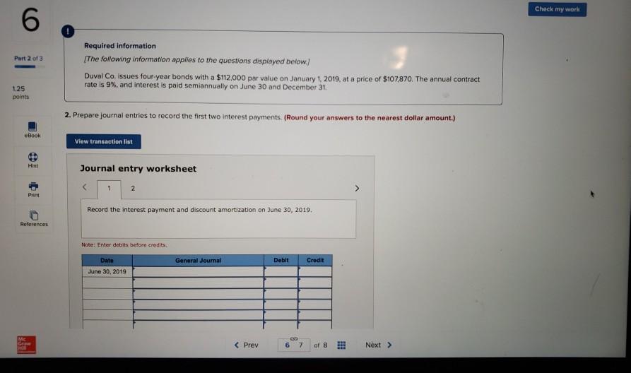 Solved Check my work 6 Part 2 of 3 Required information [The | Chegg.com