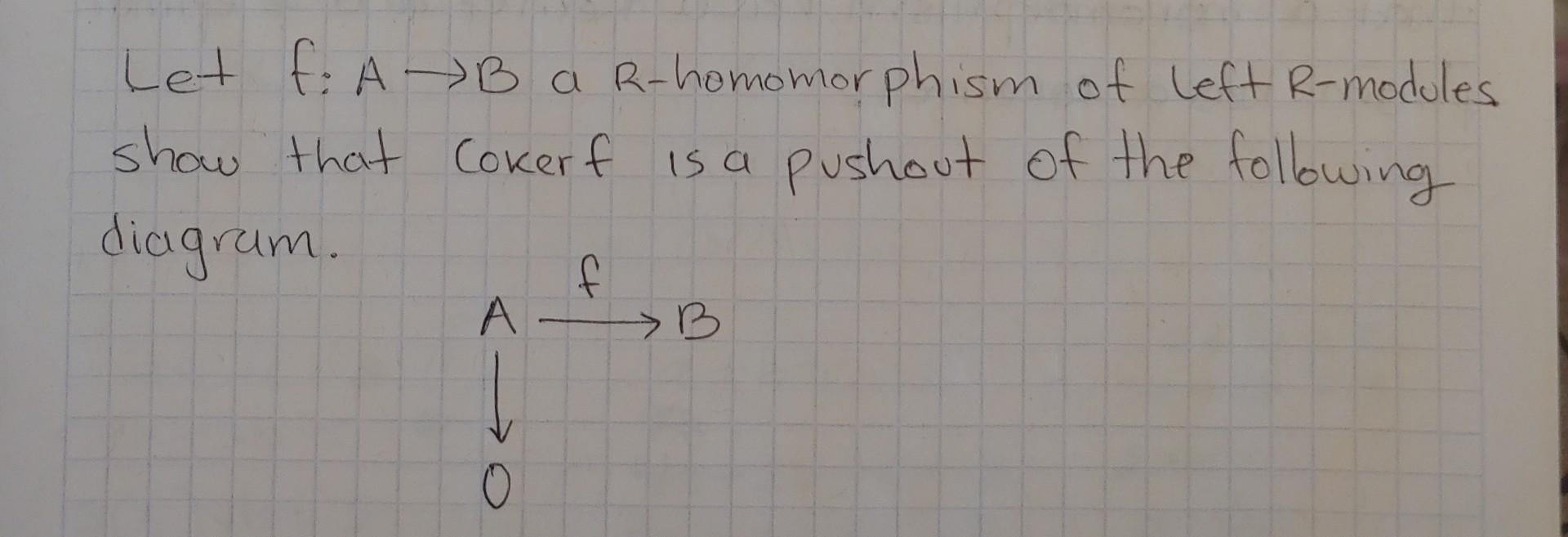 Solved Let f A B a R-homomorphism of left R-modules show | Chegg.com