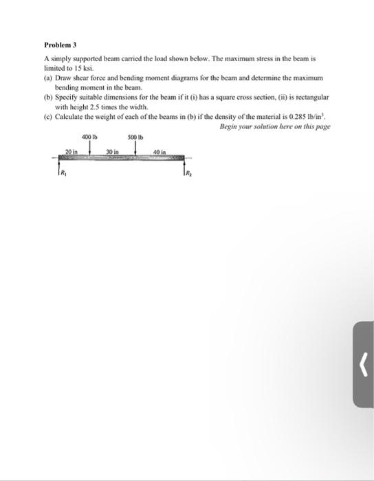 Solved Problem 3 A simply supported beam carried the load | Chegg.com