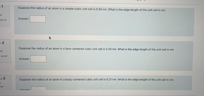 Solved 1 Suppose the radius of an atom in a simple cubic | Chegg.com