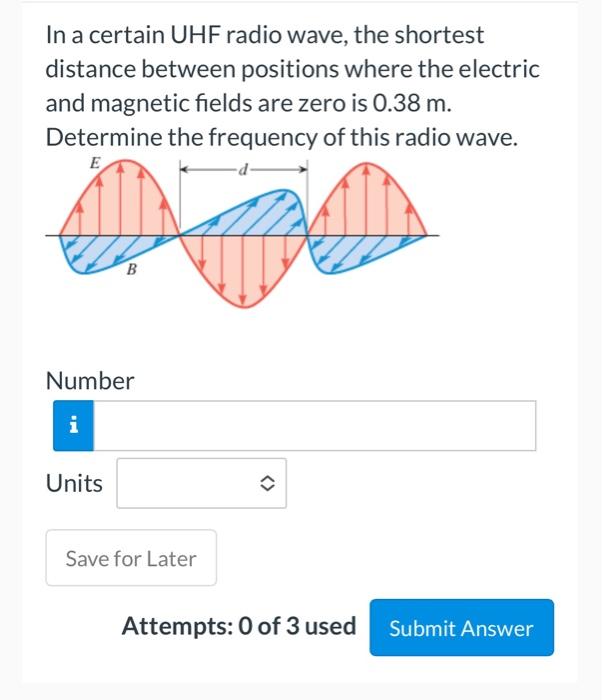 Solved In a certain UHF radio wave, the shortest distance