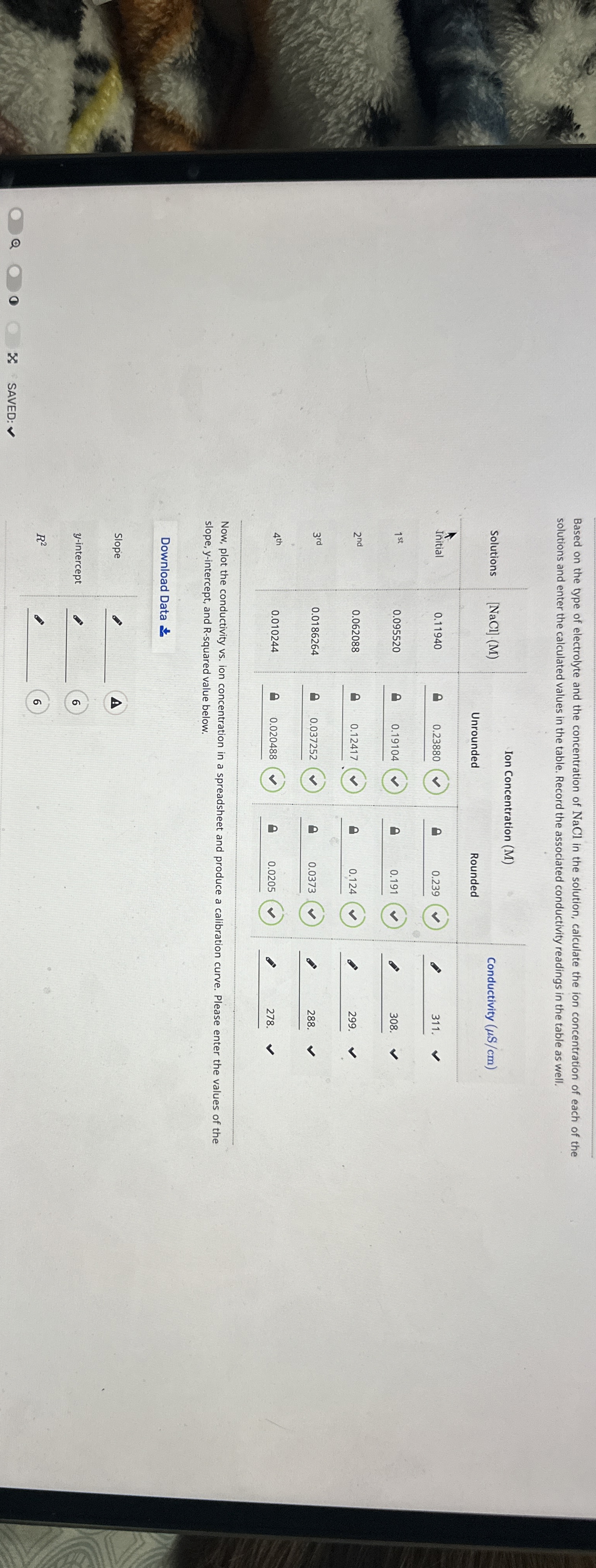 Solved The NaCl solution has a volume of 10.0 ﻿mLThe molar