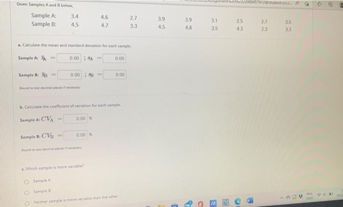 Solved Given Samples A And B Below, 3.4 Sample A: Sample B: | Chegg.com