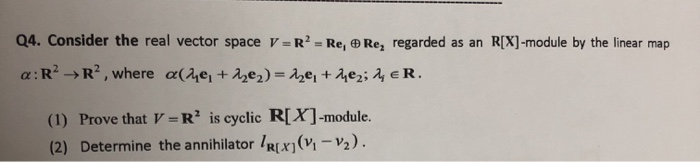 Solved Q4. Consider the real vector space V =R? = Re, e Re, | Chegg.com