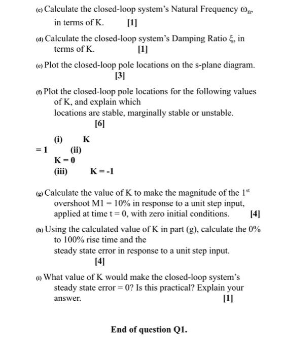 Solved Q1. Figure Q11) below shows the response of a 1" | Chegg.com