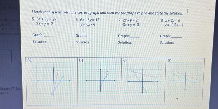 Solved Match each system with the correct graph and then use | Chegg.com