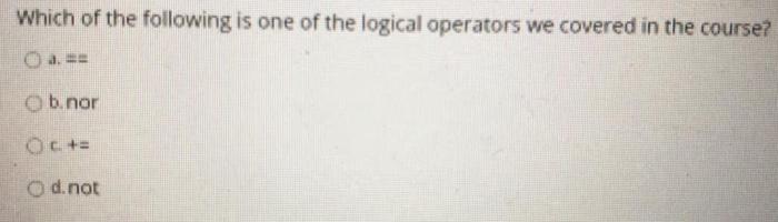 Solved Which of the following is one of the logical | Chegg.com