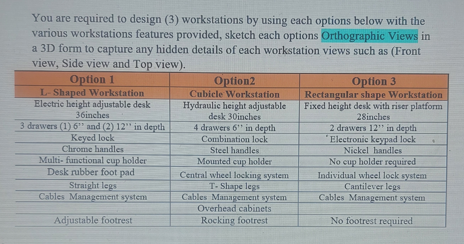 Solved You are required to design (3) ﻿workstations by using | Chegg.com