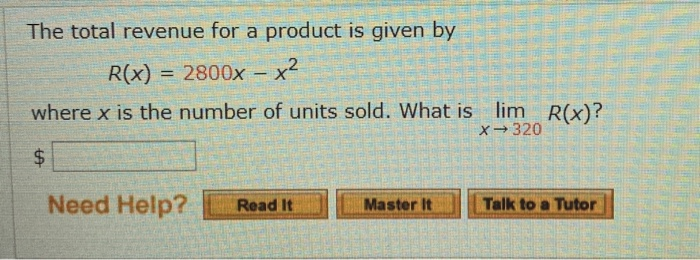 Solved The Total Revenue For A Product Is Given By R X Chegg Com