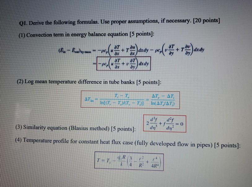 Solved Q1 Derive The Following Formulas Use Proper 0828