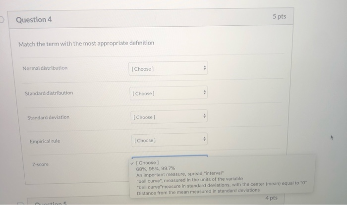Solved Question 4 5 pts Match the term with the most | Chegg.com