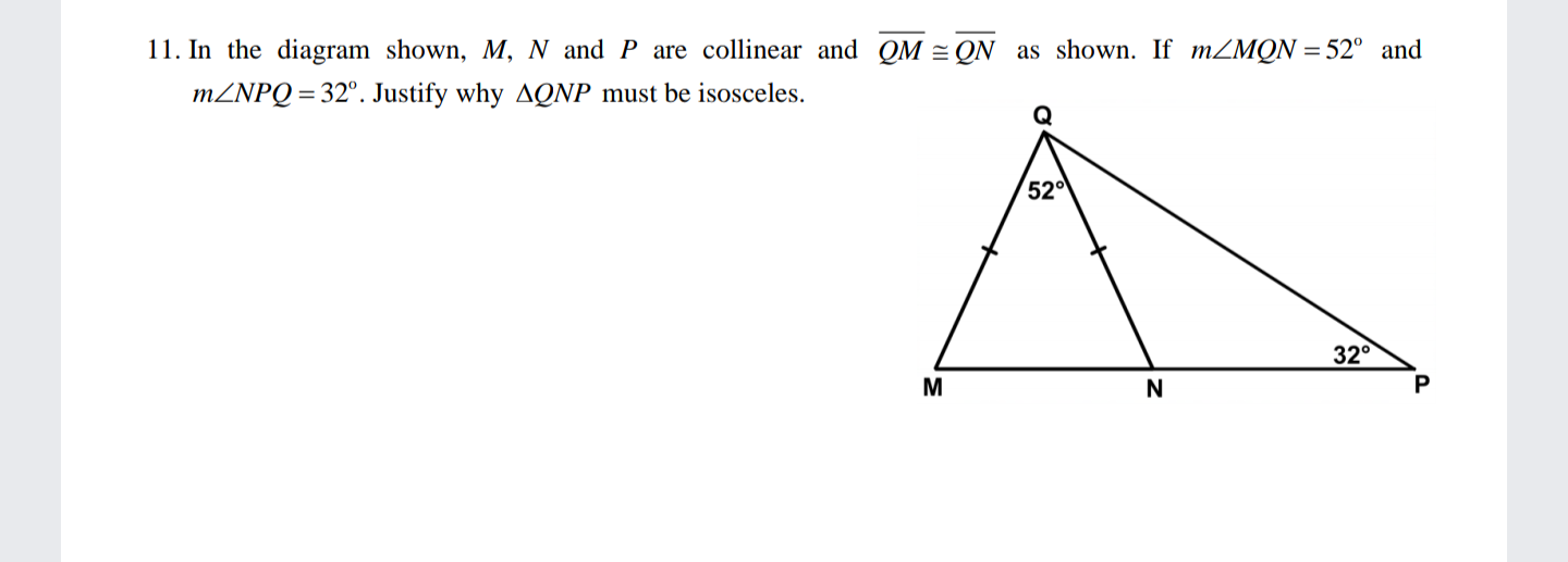 Solved 11. In the diagram shown, M, N and P are collinear | Chegg.com