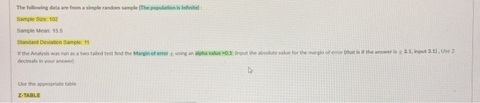 Solved The following data are from a simple random sample | Chegg.com