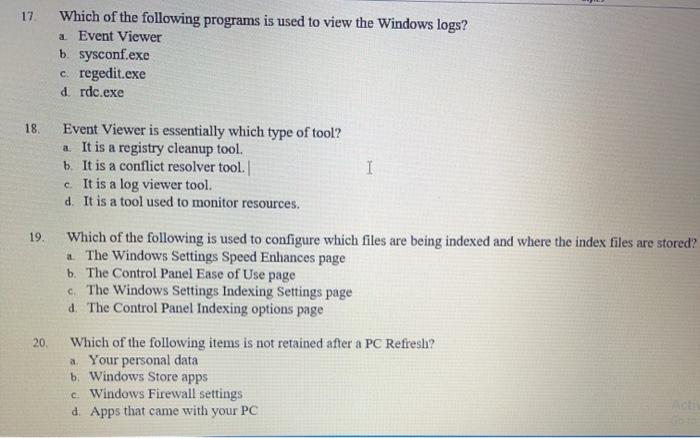Solved 17 Which of the following programs is used to view | Chegg.com