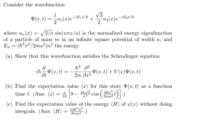 Solved Consider The Wavefunction V3 U2 X E E2 H V X Chegg Com
