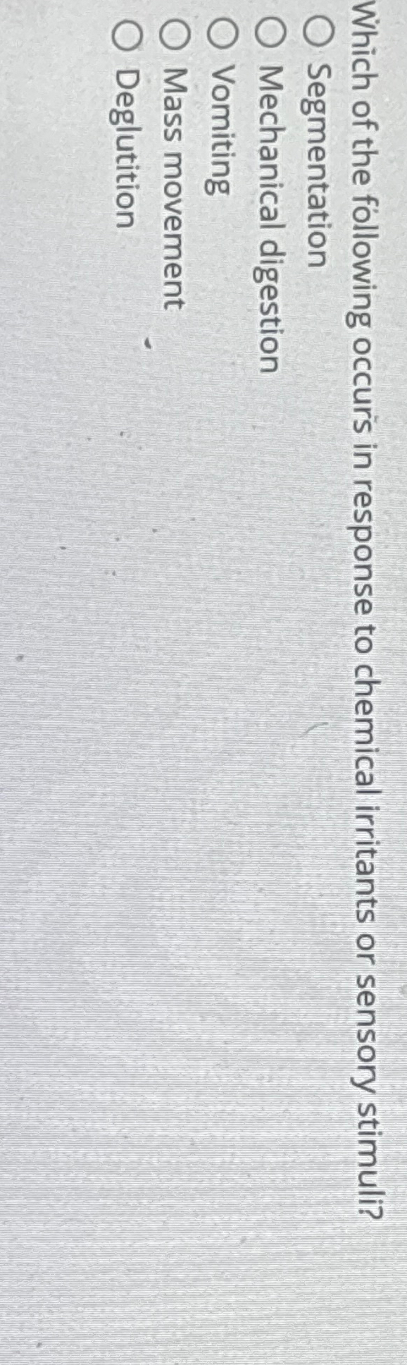 Solved Which of the following occurs in response to chemical | Chegg.com
