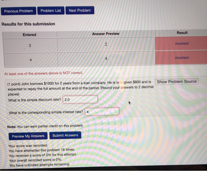 Solved Previous Problem Problem List Next Problem Results | Chegg.com