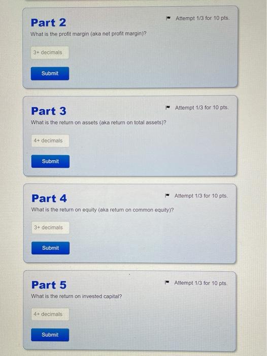 Solved Intro Use the following information to answer the | Chegg.com