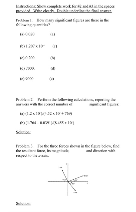 Solved Instructions: Show complete work for #2 and #3 in the | Chegg.com