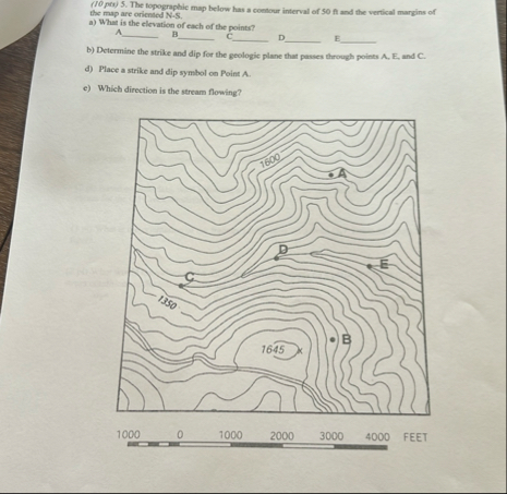 Solved ( 10 ﻿pas ) 5. ﻿The topographic map below has a | Chegg.com