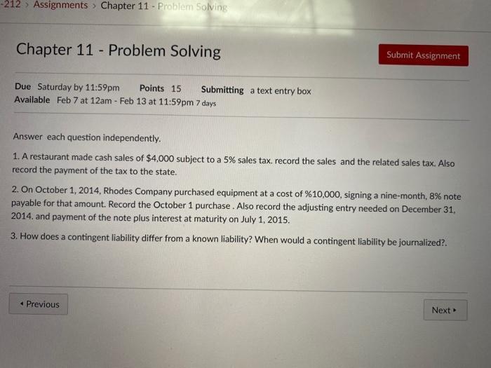 Solved -212 > Assignments > Chapter 11 - Problem Solving | Chegg.com