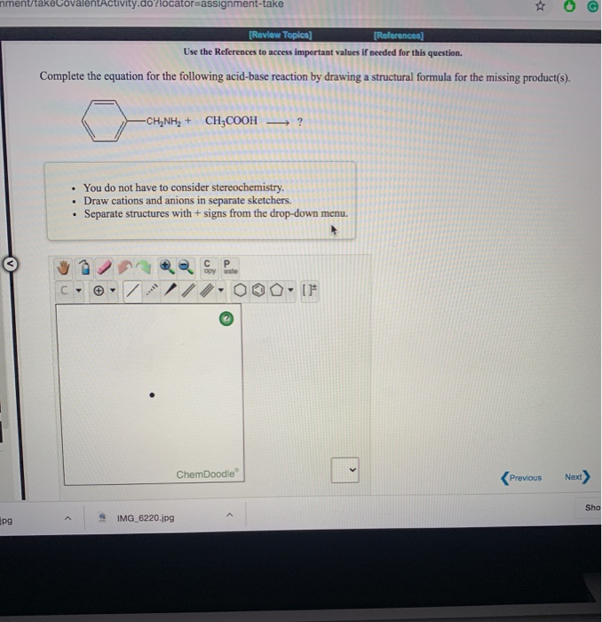 Solved Complete the equation for the following acidbase
