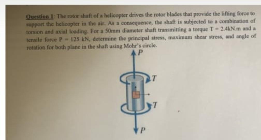Solved Qurstion 1: The rotor uhaft of a helicopter drives | Chegg.com