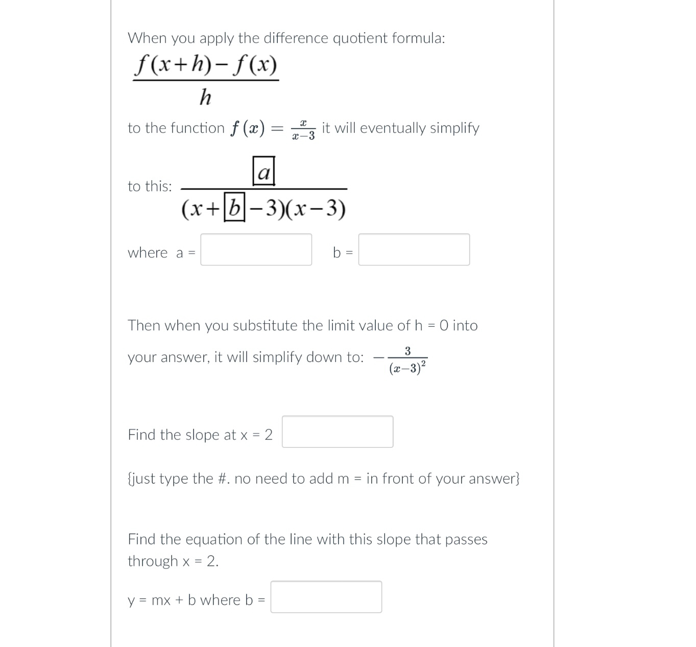 difference quotient formula