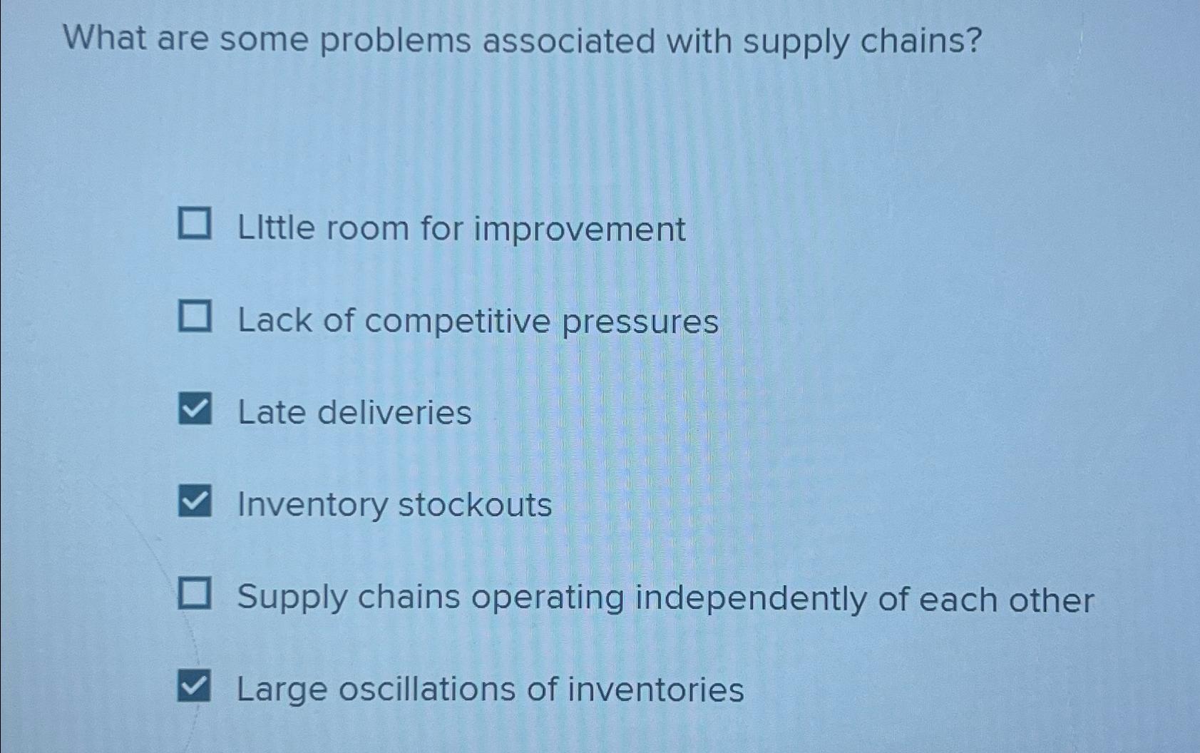 Solved What are some problems associated with supply