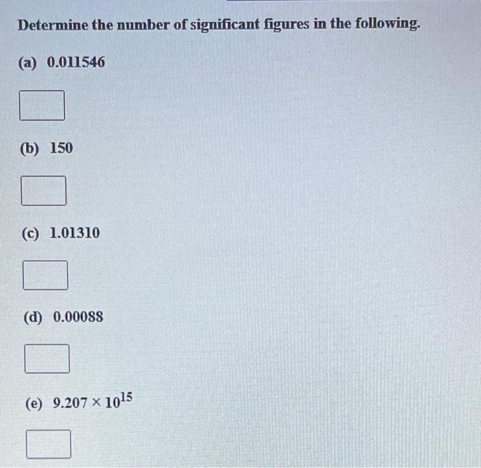 Solved Determine the number of significant figures in the | Chegg.com