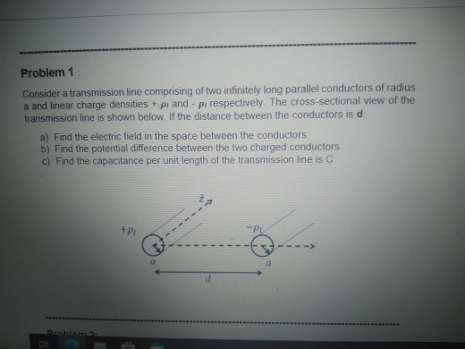 Solved Problem 1 Consider a transmission line comprising of | Chegg.com