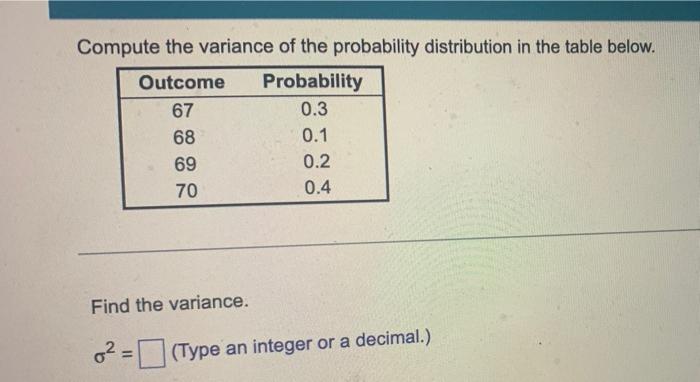 Solved Compute the variance of the probability distribution | Chegg.com
