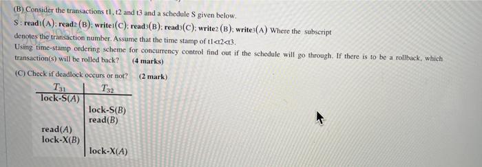 Solved (A) Consider The Following Two Transactions: TsalAD: | Chegg.com