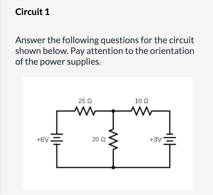 Solved Circuit 1 Answer the following questions for the | Chegg.com