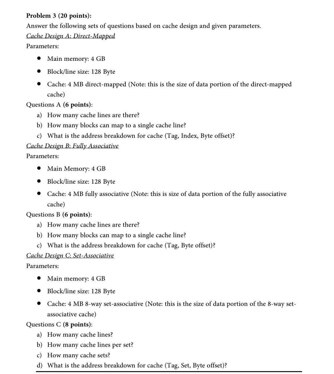 Solved Problem 3 (20 ﻿points):Answer The Following Sets Of | Chegg.com