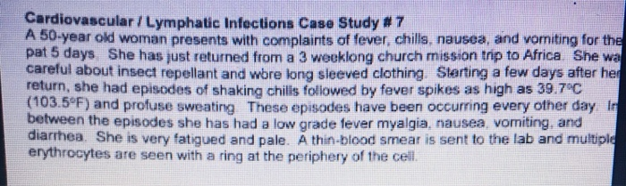 Solved Cardiovascularlyhai tections Case Study A 60 year old | Chegg.com