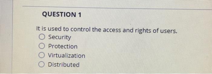 Solved QUESTION 1 It is used to control the access and | Chegg.com