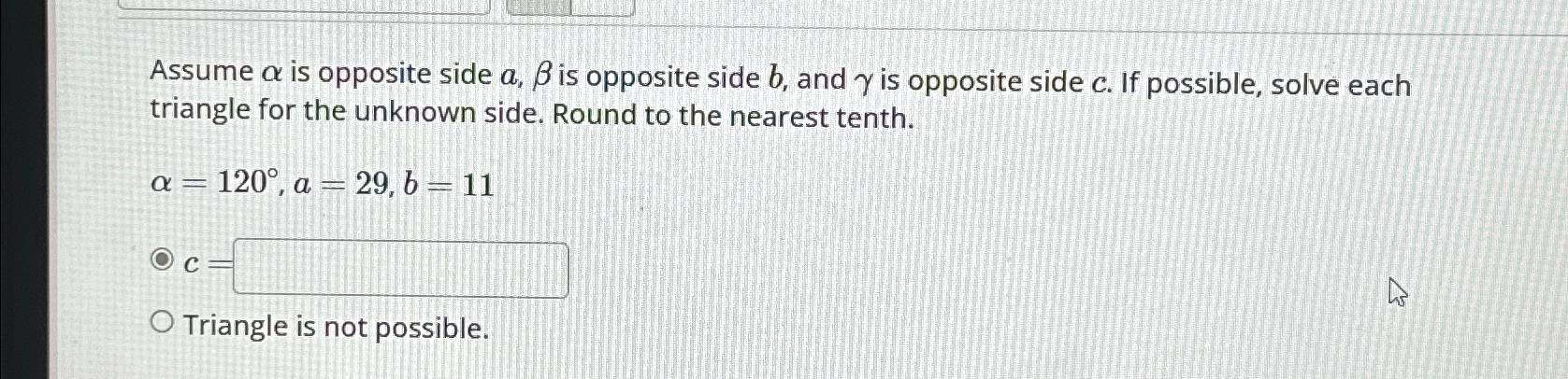 Solved Assume α ﻿is opposite side a,β ﻿is opposite side b, | Chegg.com