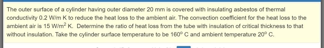 Solved The outer surface of a cylinder having outer diameter | Chegg.com