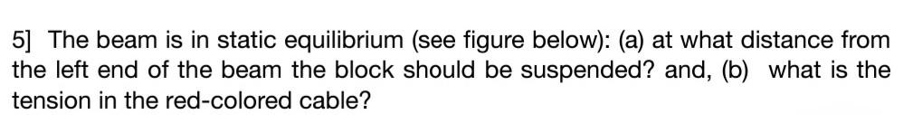 Solved 5] The beam is in static equilibrium (see figure | Chegg.com