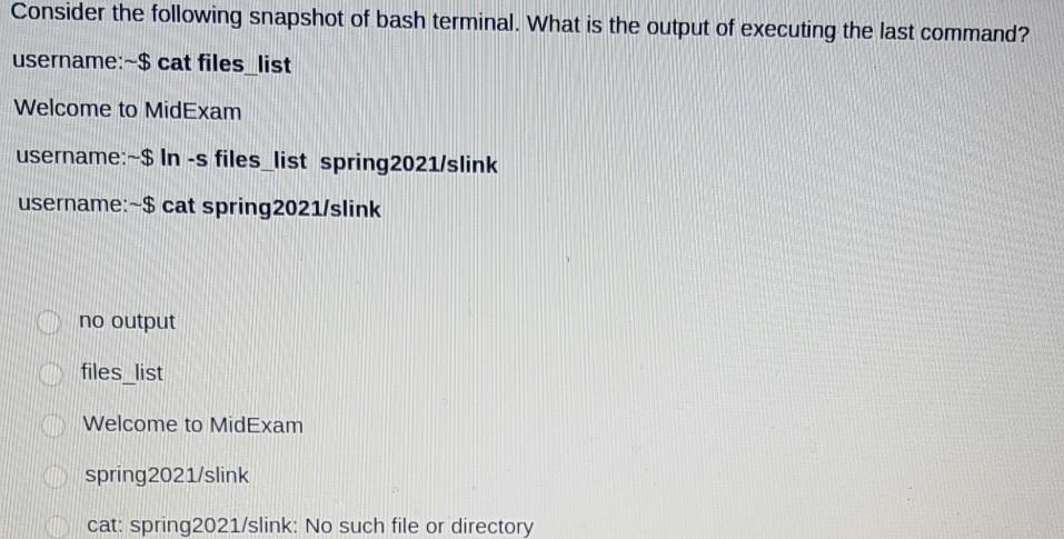 Solved Consider The Following Snapshot Of Bash Terminal. | Chegg.com